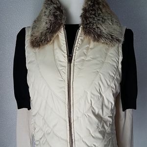 Puffer Vest Removable Collar Faux Fur